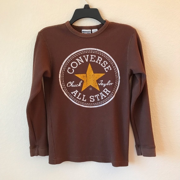 Converse Tops - Converse Womens Thermal Top Waffle Knit Brown 🍁
